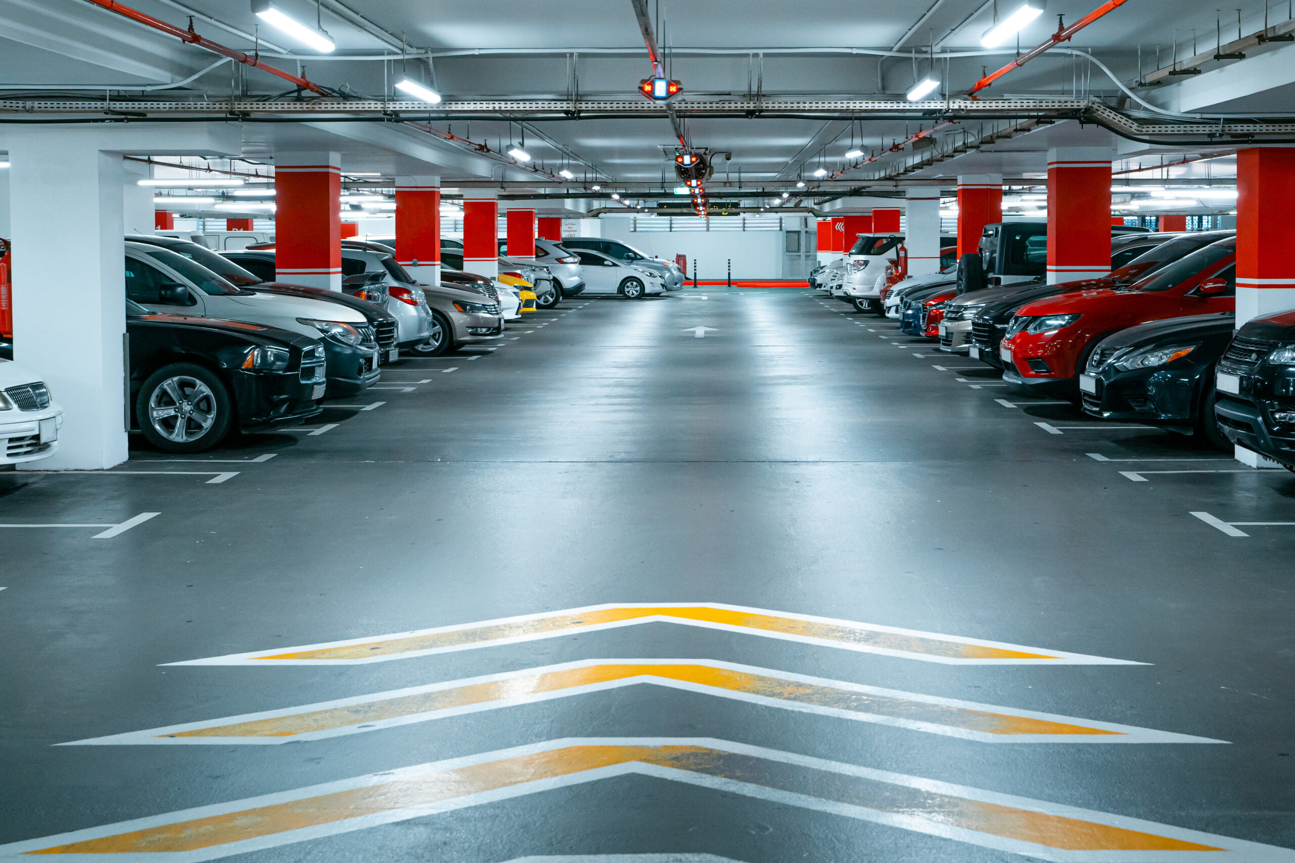 Parking garage underground interior background or texture